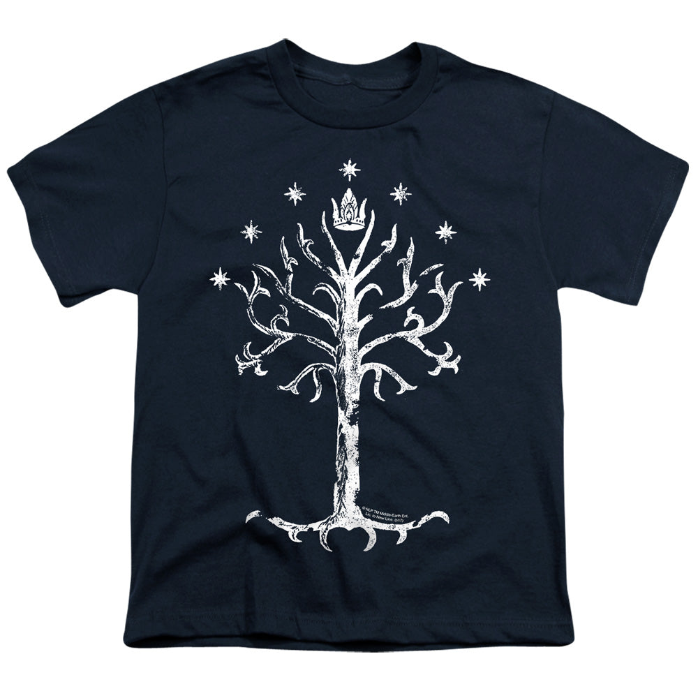 Lor - Tree Of Gondor - Short Sleeve Youth 18/1 - Navy T-shirt