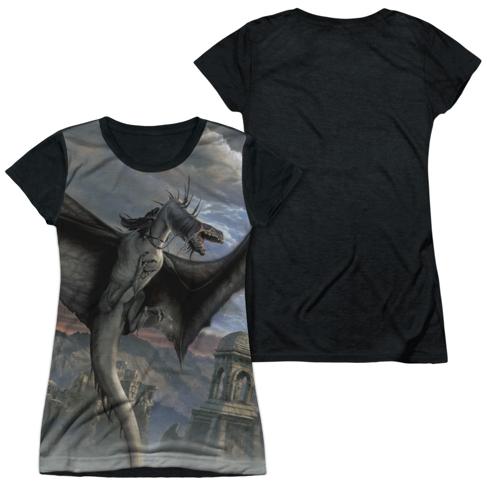 Lor - Fellbeast - Short Sleeve Junior Poly Black Back - White T-shirt