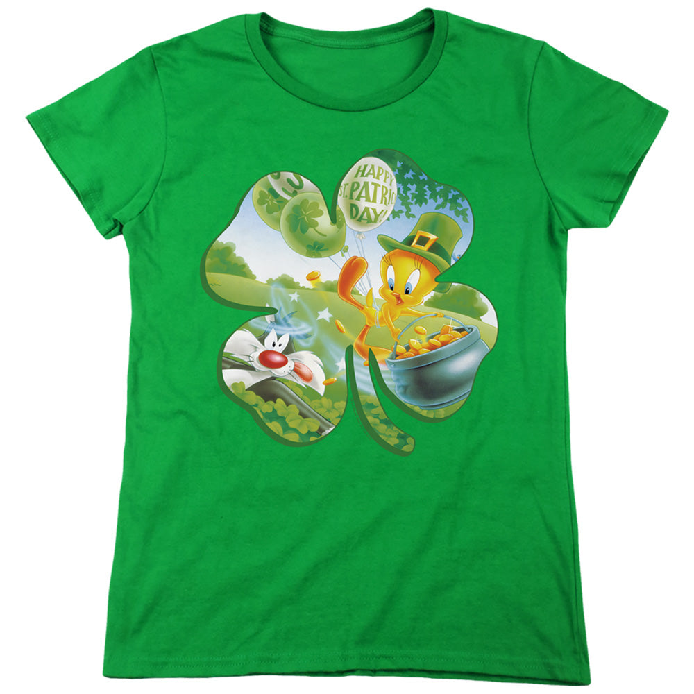 Looney Tunes - Tweety Shamrock - Short Sleeve Womens Tee - Kelly Green T-shirt