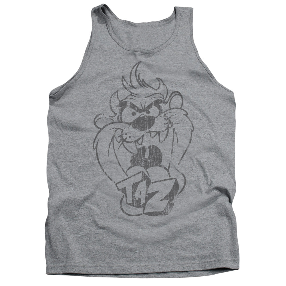 Looney Tunes - Faded Taz - Adult Tank - Athletic Heather