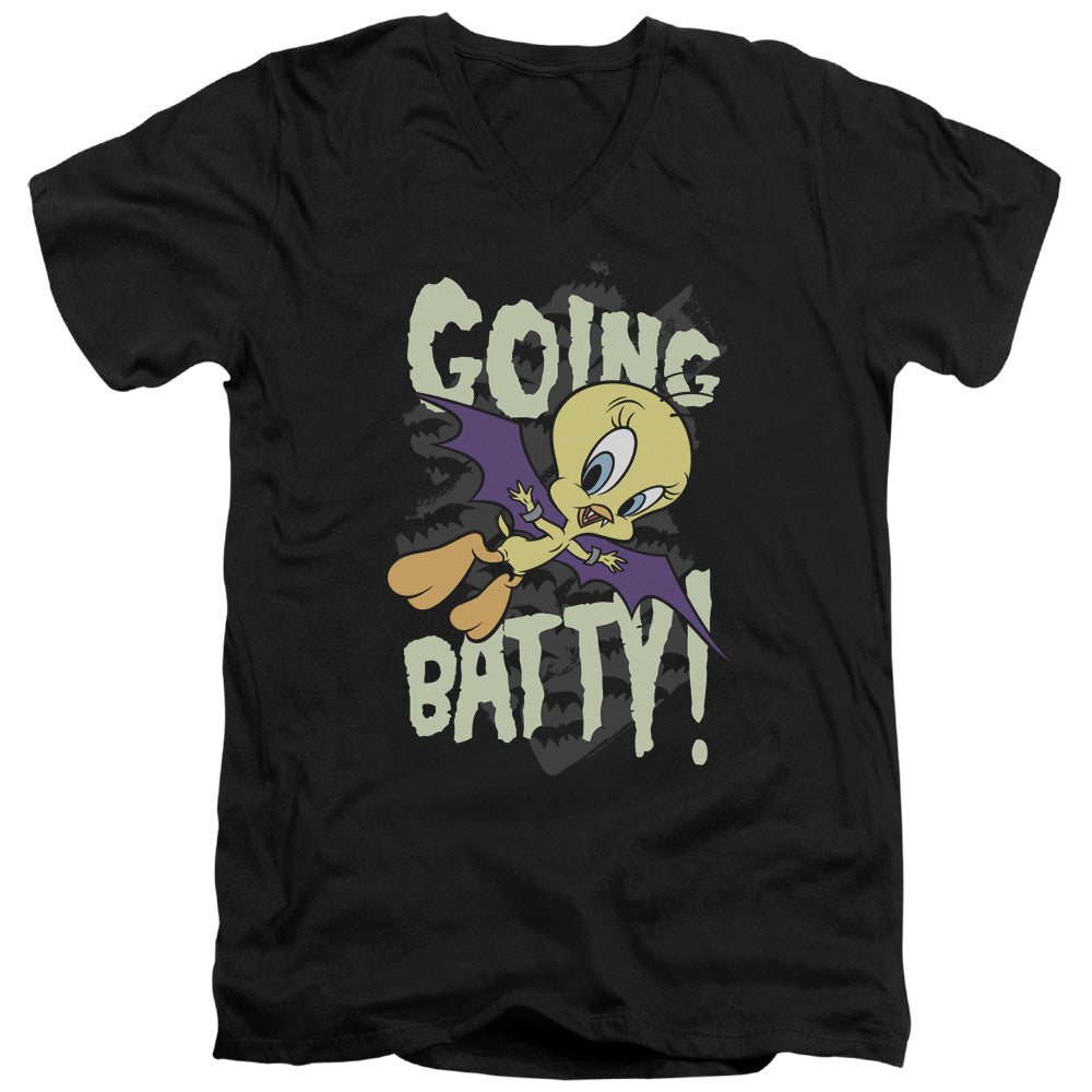 Looney Tunes - Going Batty - Short Sleeve Adult V-neck 30/1 - Black T-shirt