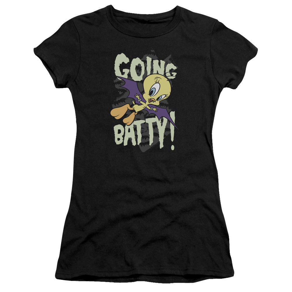Looney Tunes - Going Batty - Short Sleeve Junior Sheer - Black T-shirt