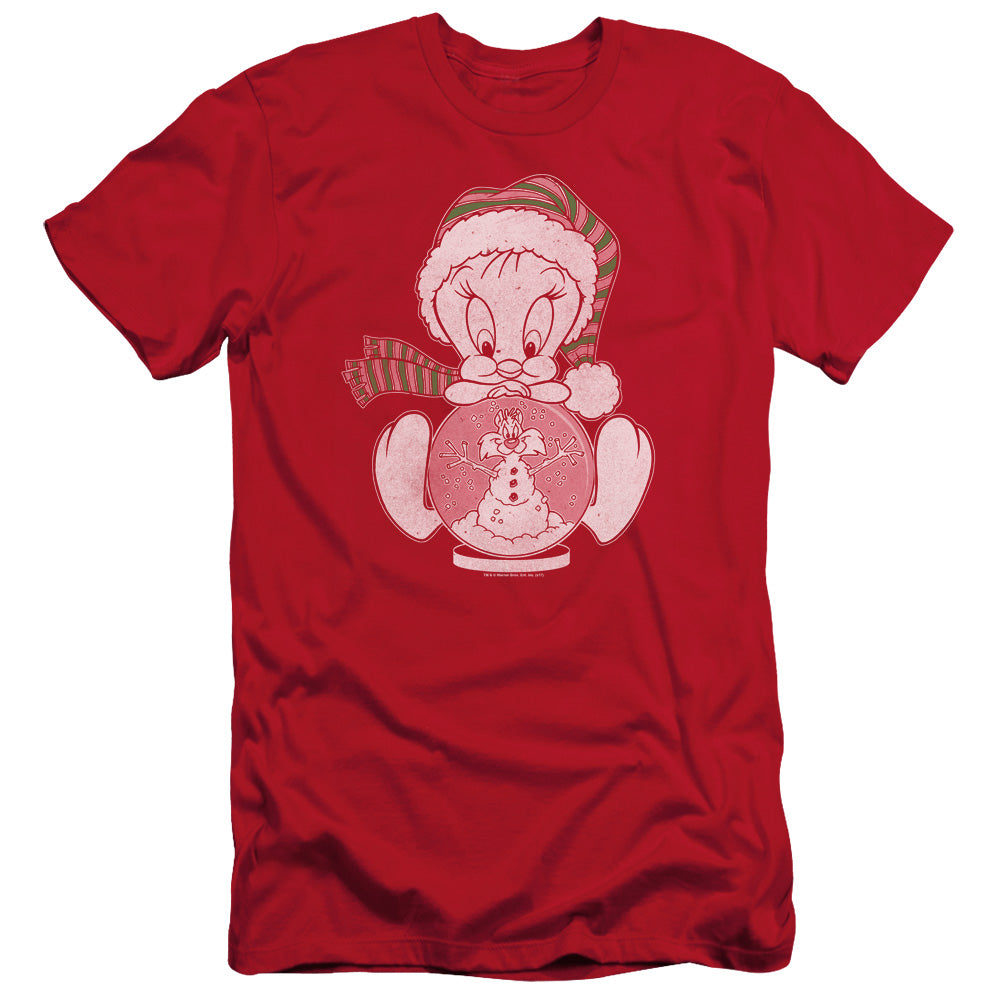 Looney Tunes - Tweey Globe - Short Sleeve Adult 30/1 - Red T-shirt