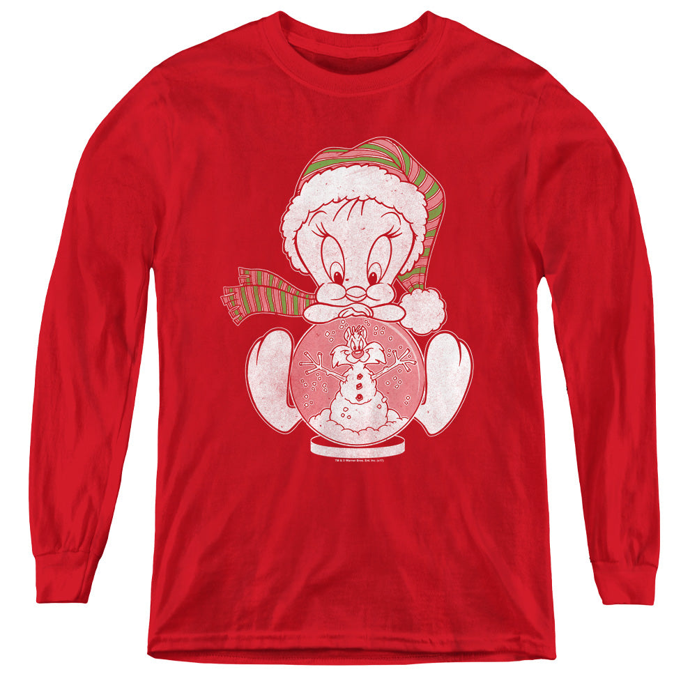 Looney Tunes - Tweey Globe - Youth Long Sleeve Tee - Red