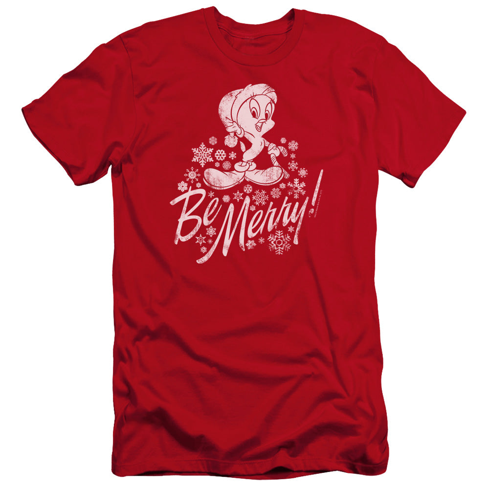 Looney Tunes - Merry Tweety-hbo Short Sleeve Adult 30/1 - Red T-shirt