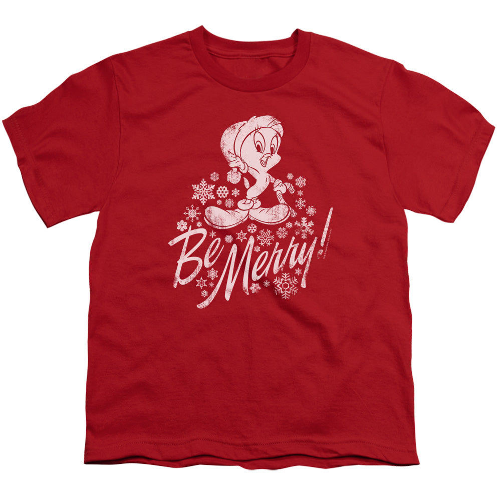 Looney Tunes - Merry Tweety - Short Sleeve Youth 18/1 - Red T-shirt
