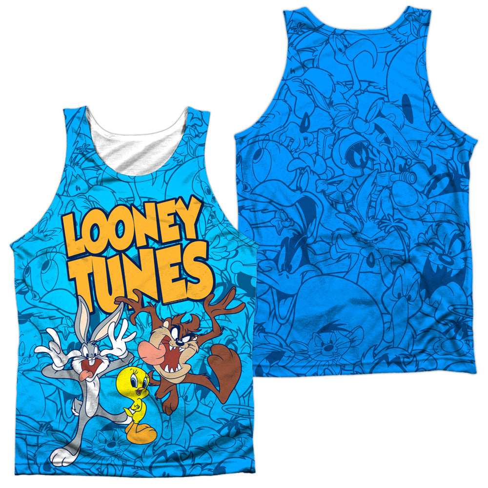 Looney Tunes - Collage Of Characters (Front/back Print) - Adult Poly Tank Top - White
