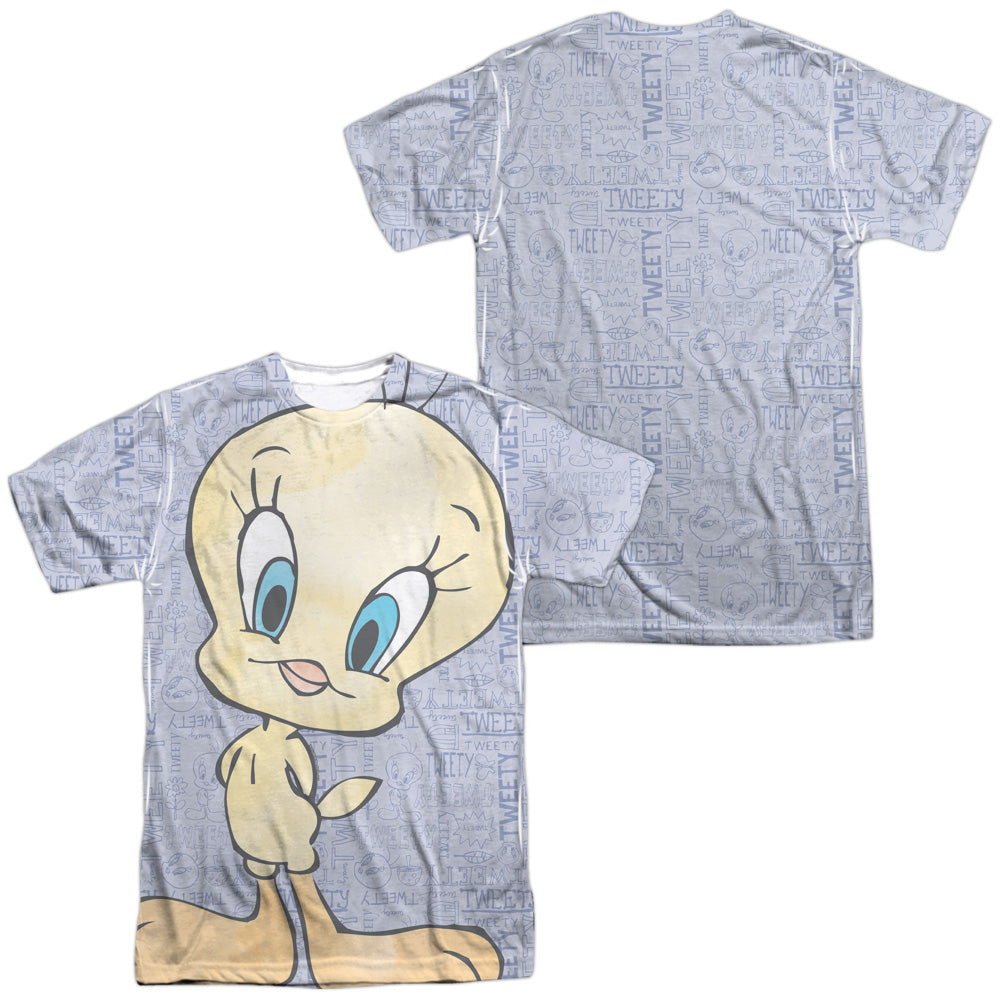 Looney Tunes - Tweety Girl (Front/back Print) - Short Sleeve Adult Poly Crew - White T-shirt