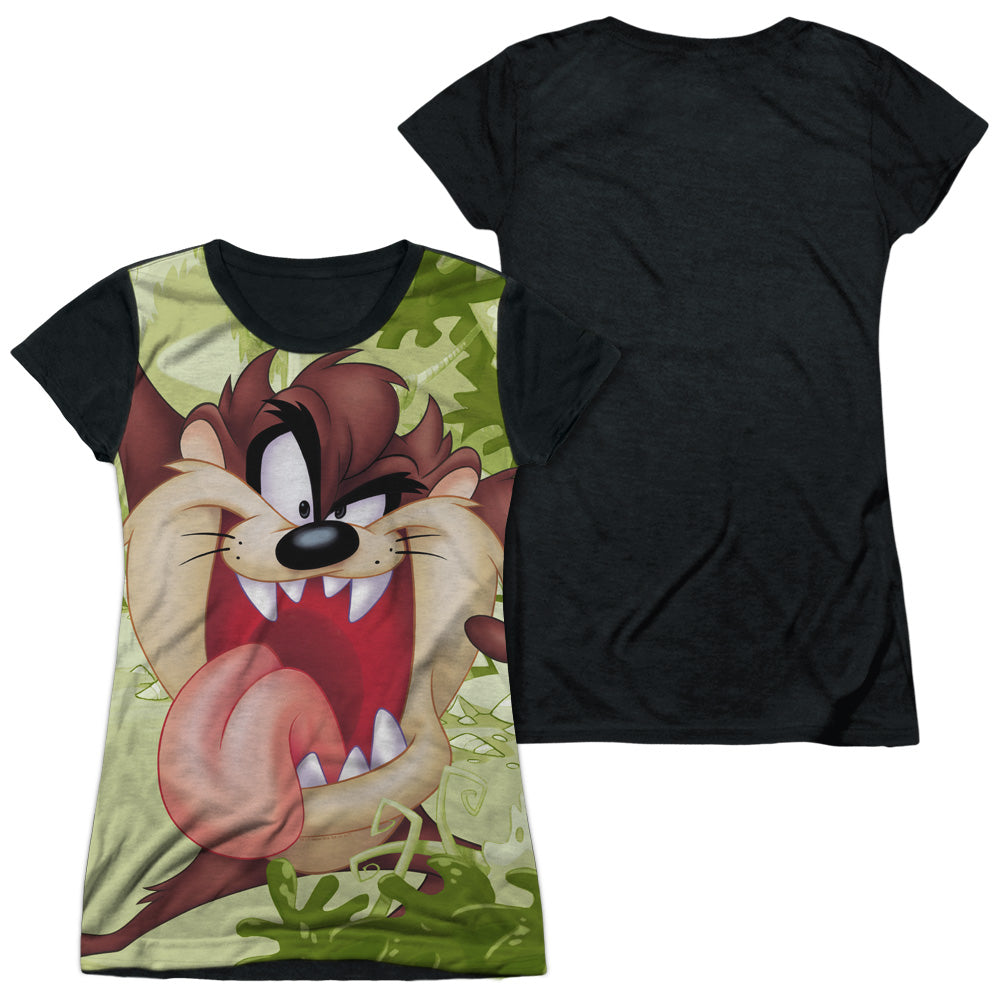 Looney Tunes - Taz - Short Sleeve Junior Poly Black Back - White T-shirt