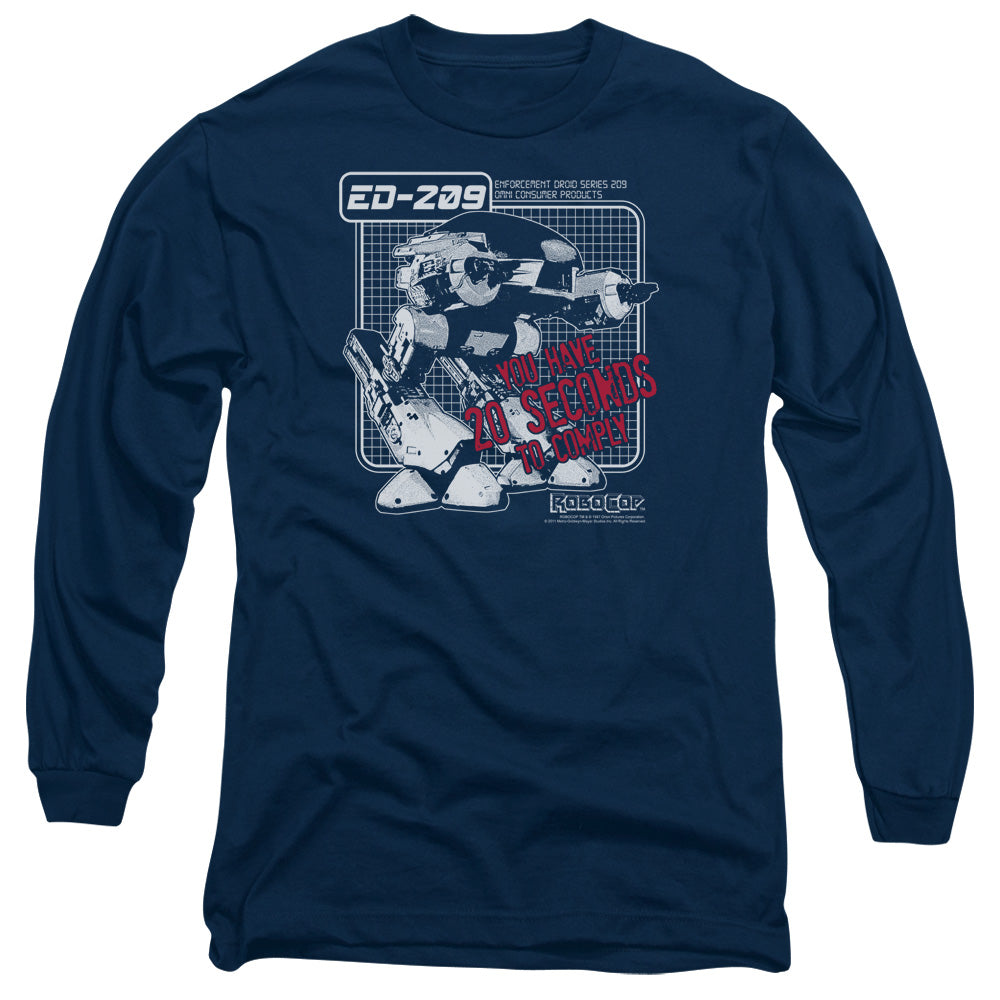 Robocop - Ed 209 - Long Sleeve Adult 18/1 - Navy T-shirt