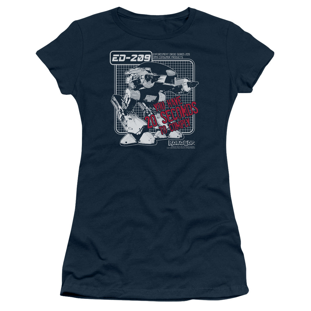 Robocop - Ed 209 - Short Sleeve Junior Sheer - Navy T-shirt