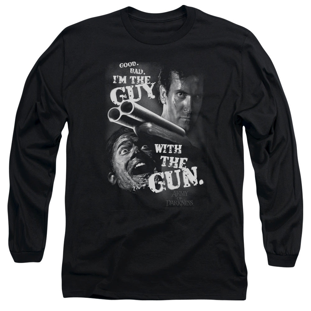 Army Of Darkness - Guy With The Gun - Long Sleeve Adult 18/1 - Black T-shirt