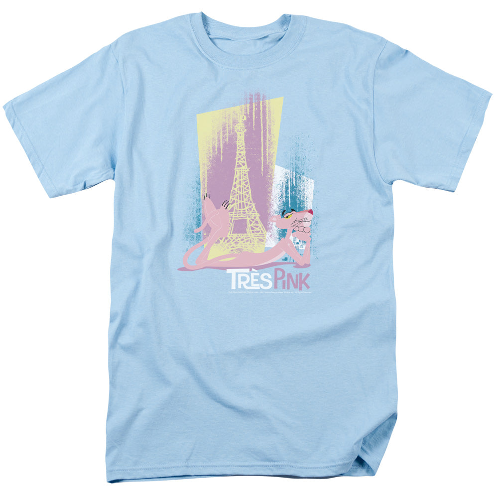 Pink Panther - Tres Pink - Short Sleeve Adult 18/1 - Light Blue T-shirt