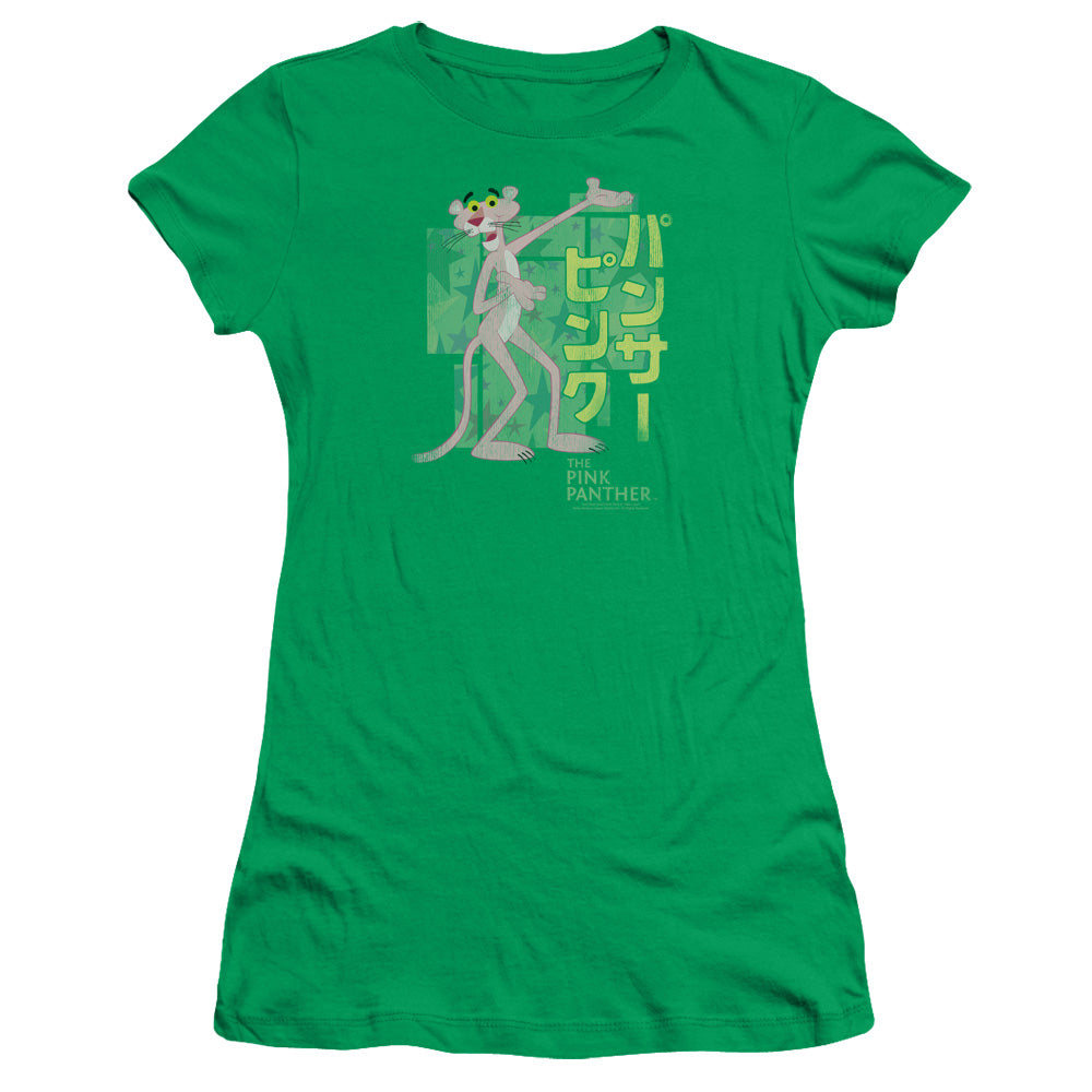 Pink Panther - Asian Letters - Short Sleeve Junior Sheer - Kelly Green T-shirt
