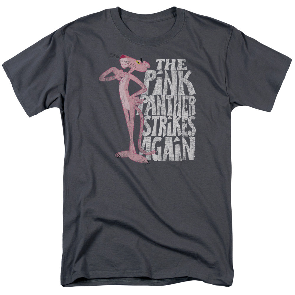 Pink Panther - Strikes Again - Short Sleeve Adult 18/1 - Charcoal T-shirt