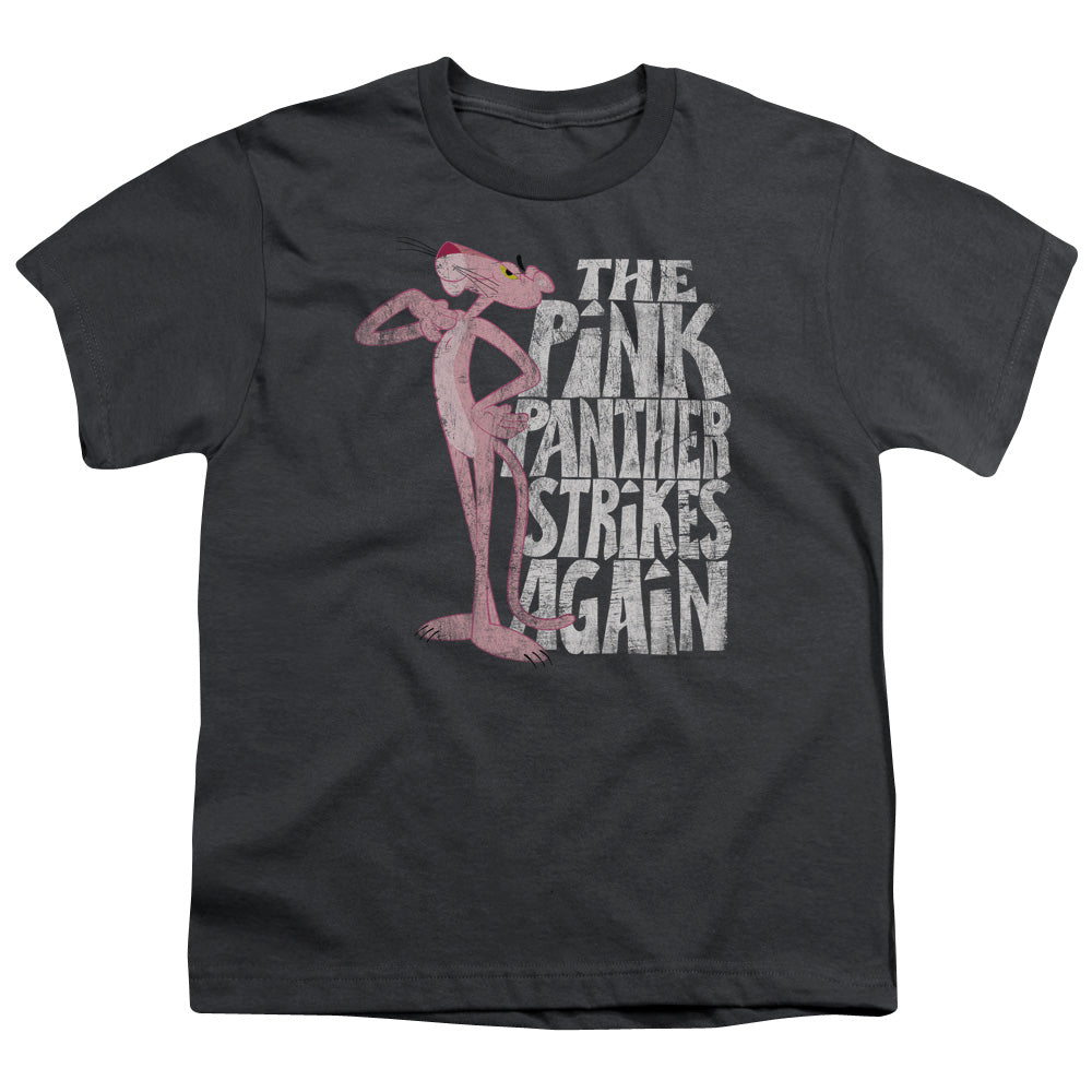 Pink Panther - Strikes Again - Short Sleeve Youth 18/1 - Charcoal T-shirt