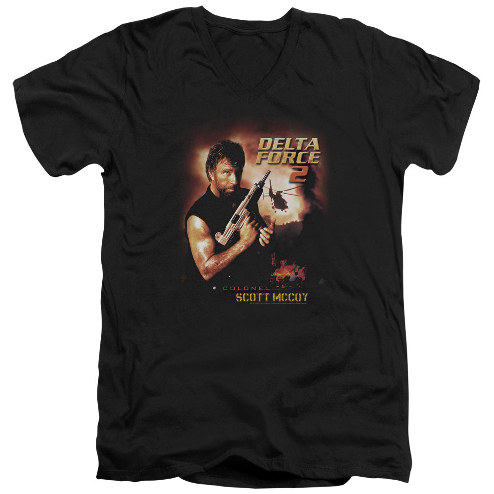 Delta Force - Delta Force 2 Poster - Short Sleeve Adult V-neck - Black T-shirt