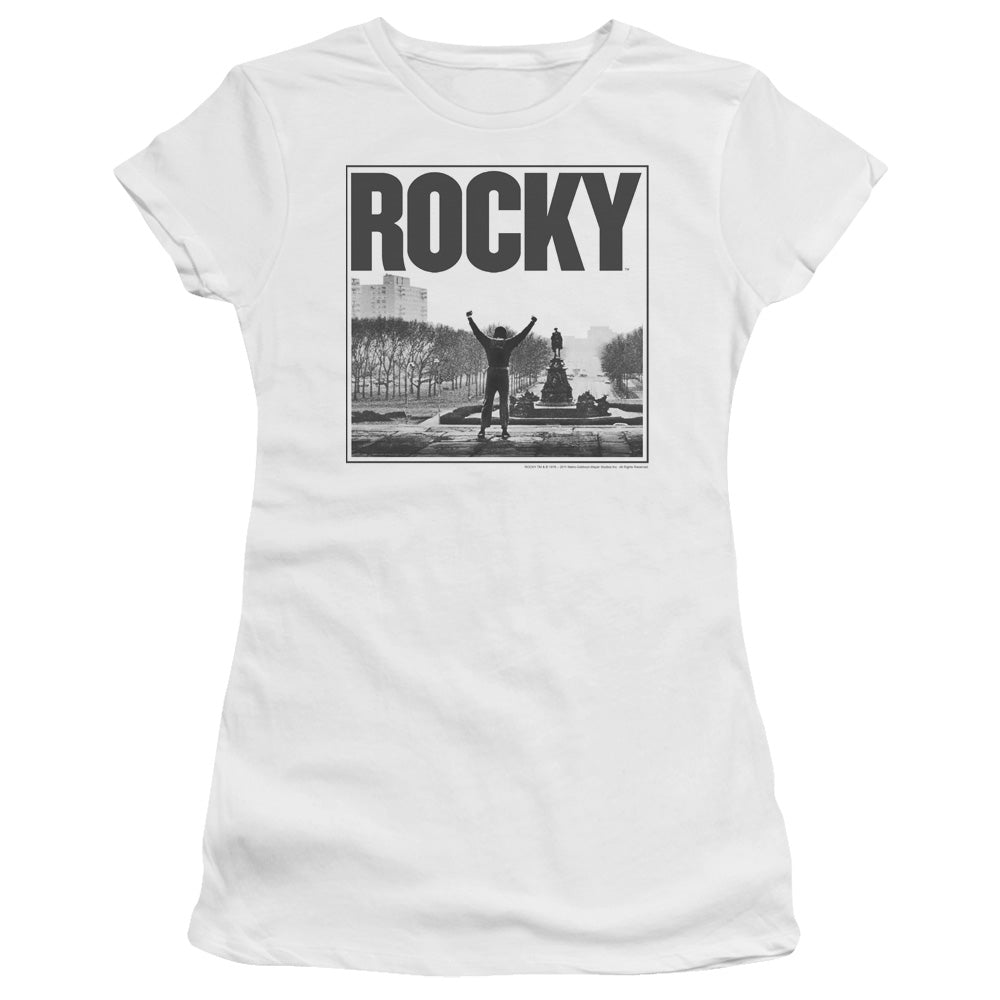 Rocky - Top Of Stairs - Short Sleeve Junior Sheer - White T-shirt