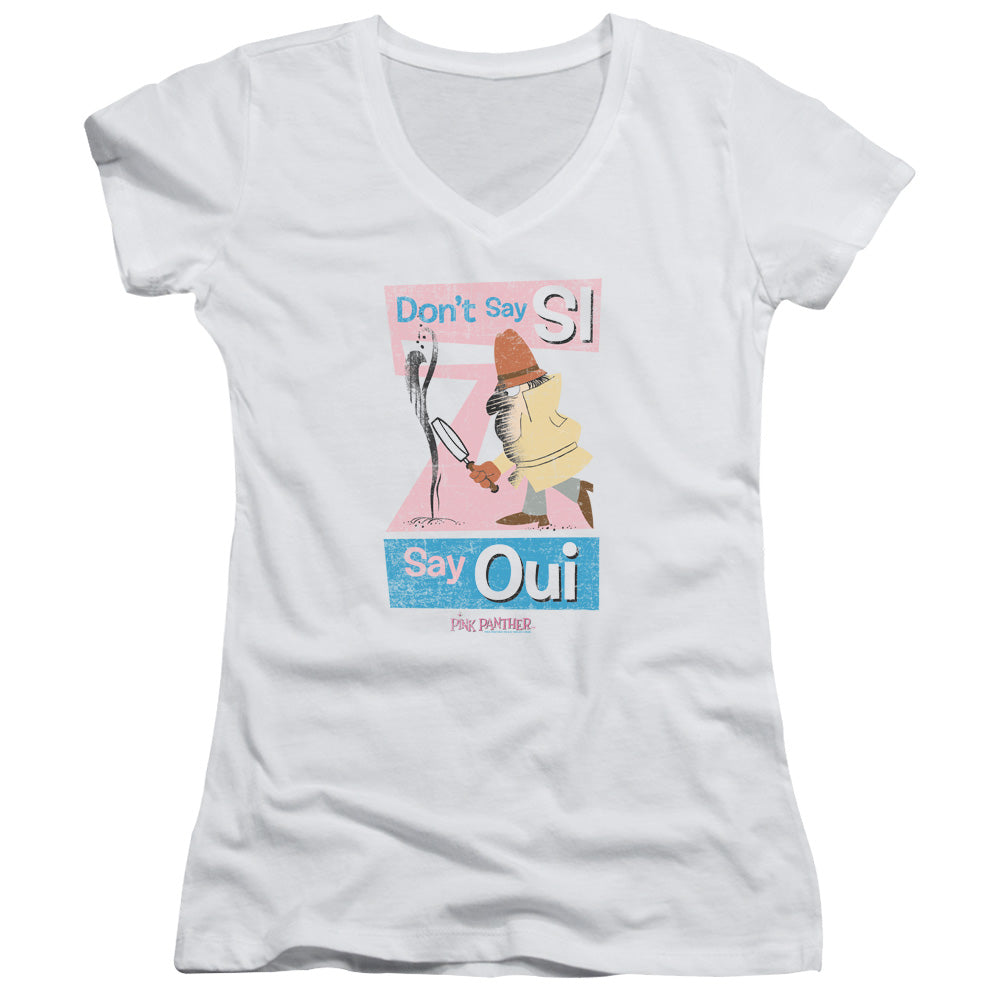 Pink Panther - Say Oui - Junior V-neck - White