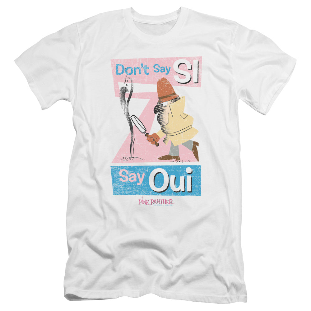 Pink Panther - Say Oui-premuim Canvas Adult Slim Fit 30/1 - White