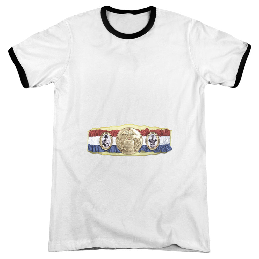 Rocky - Championship Belt(Bottom Front) - Adult Ringer - White/black