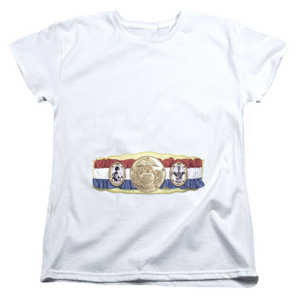 Rocky - Championship Belt(Bottom Front) - Short Sleeve Womens Tee - White T-shirt