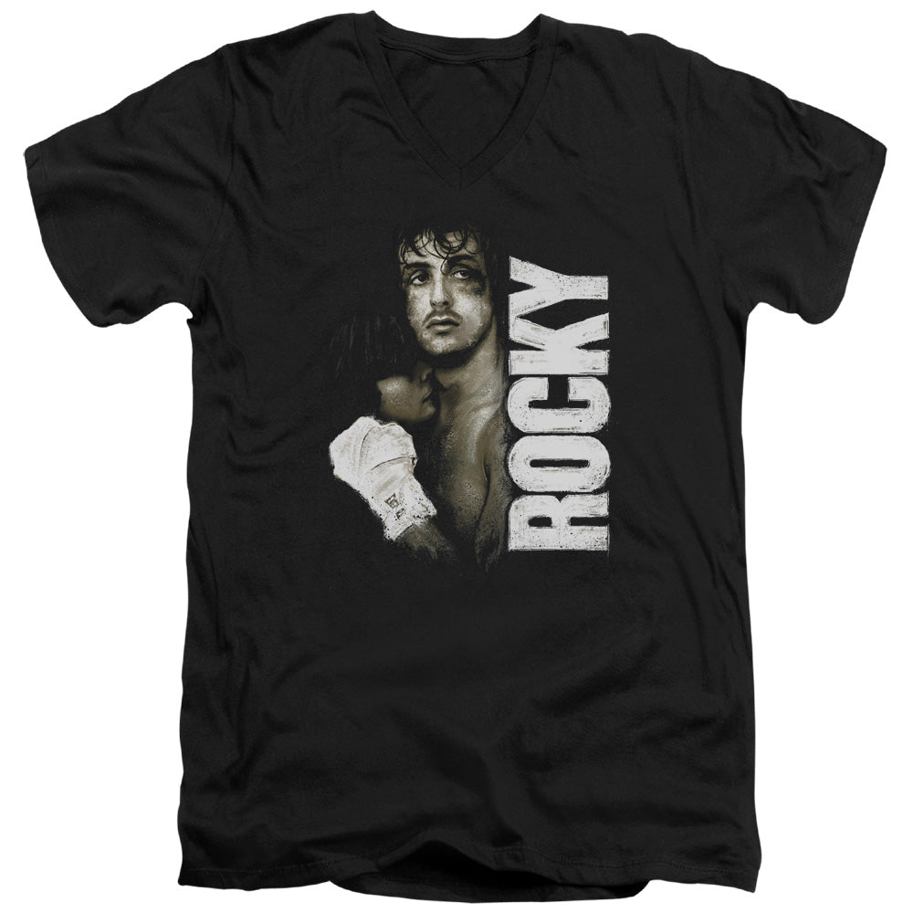 Rocky - Painted Rocky - Short Sleeve Adult V-neck 30/1 - Black T-shirt
