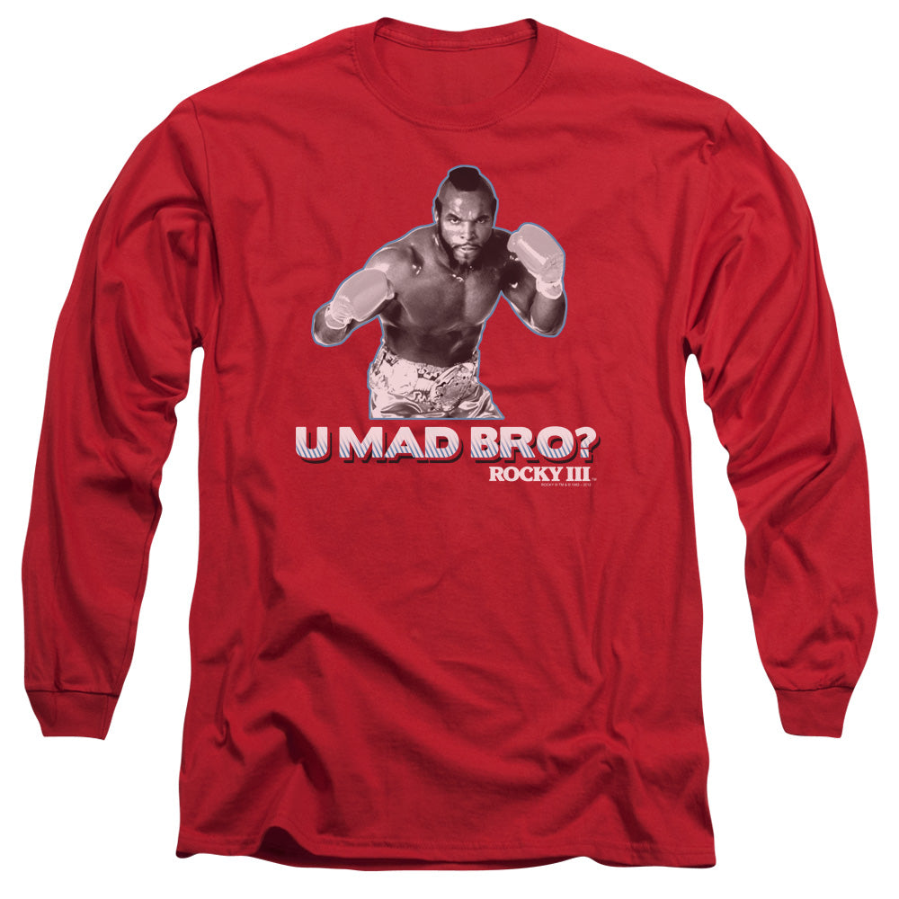 Rocky Iii - U Mad Bro - Long Sleeve Adult 18/1 - Red T-shirt