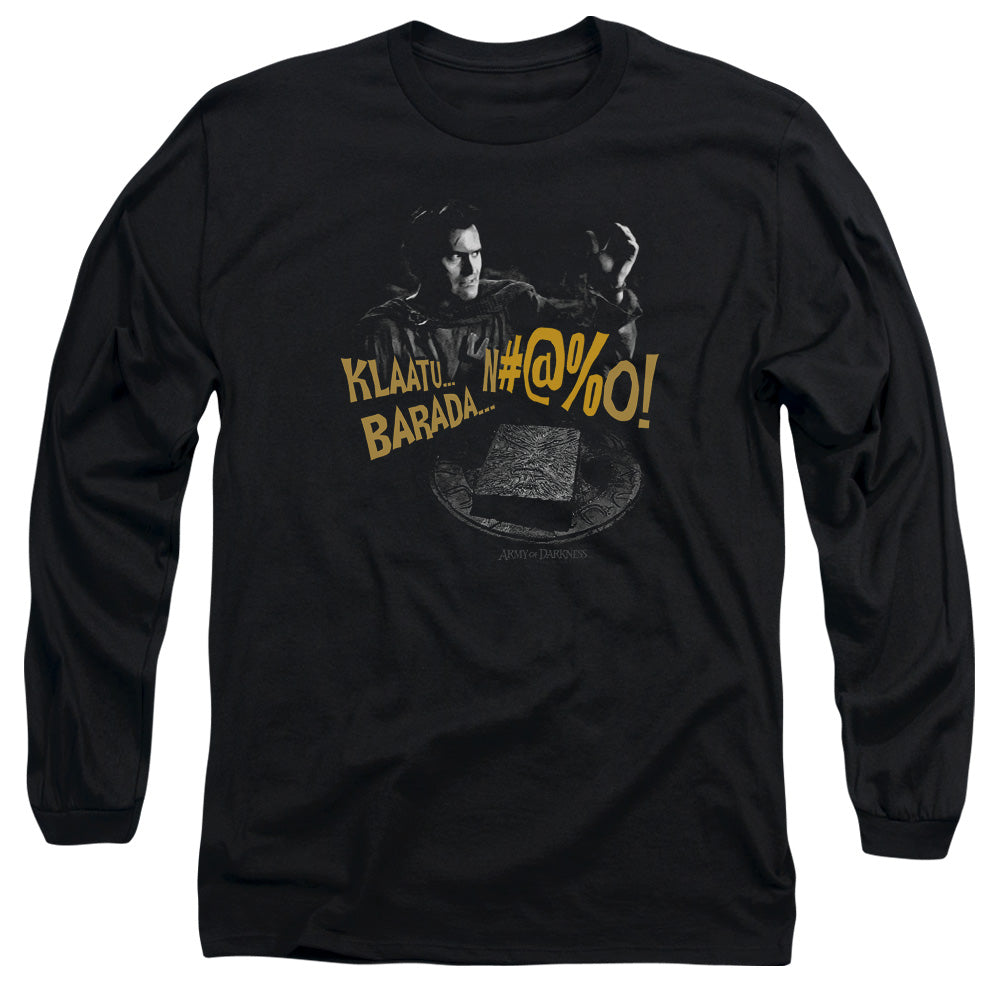 Army Of Darkness - Klaatu...barada - Long Sleeve Adult 18/1 - Black T-shirt