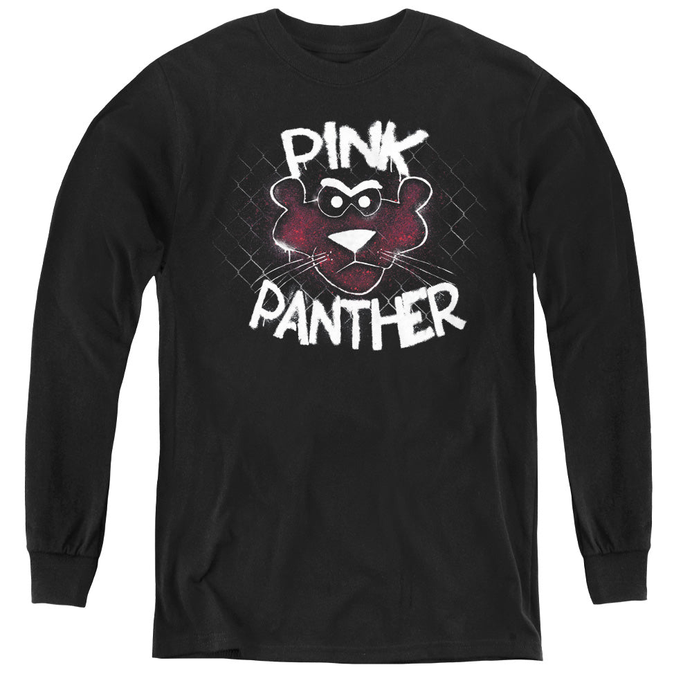 Pink Panther - Spray Panther - Youth Long Sleeve Tee - Black
