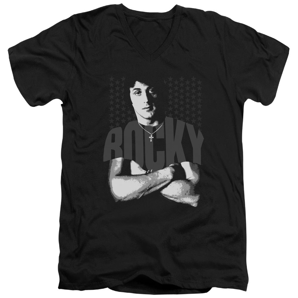 Rocky - Shirt - Short Sleeve Adult V-neck - Black T-shirt