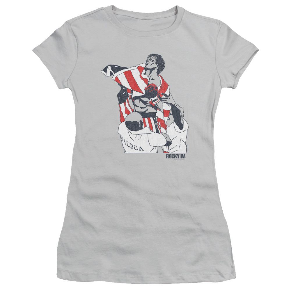 Rocky - Graphic Flag - Short Sleeve Junior Sheer - Silver T-shirt