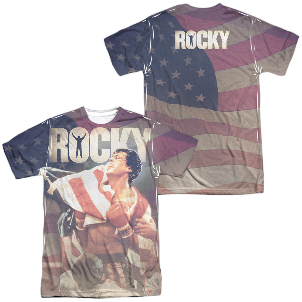 Rocky - American Dreams (Front/back Print) - Short Sleeve Adult Poly Crew - White T-shirt