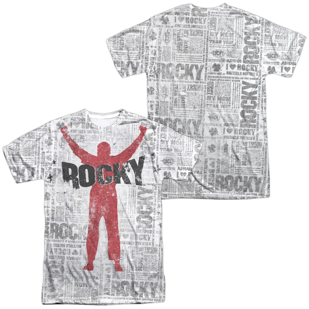 Rocky - News Press (Front/back Print) - Short Sleeve Adult Poly Crew - White T-shirt
