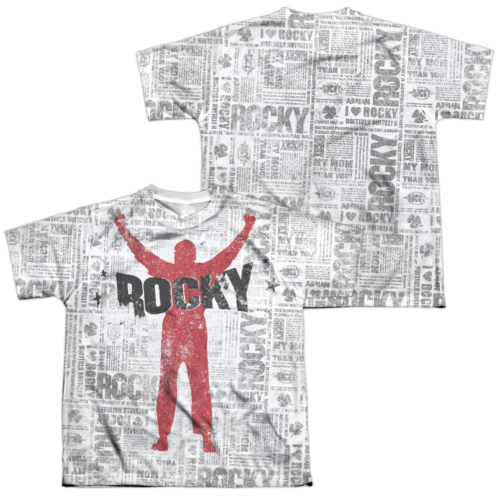 Rocky - News Press (Front/back Print) - Short Sleeve Youth Poly Crew - White T-shirt
