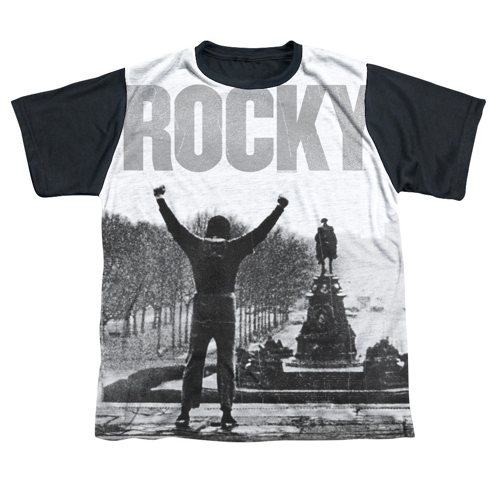 Rocky - Classic Image - Short Sleeve Youth White Front Black Back - White T-shirt