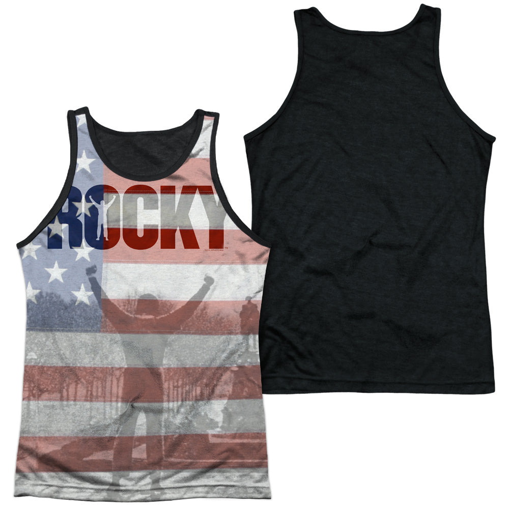 Rocky - America - Adult Poly Tank Top Black Back - White