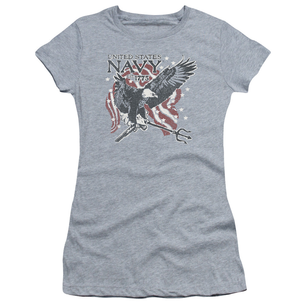 Navy - Trident - Short Sleeve Junior Sheer - Athletic Heather T-shirt