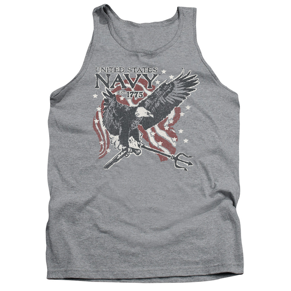 Navy - Trident - Adult Tank - Athletic Heather