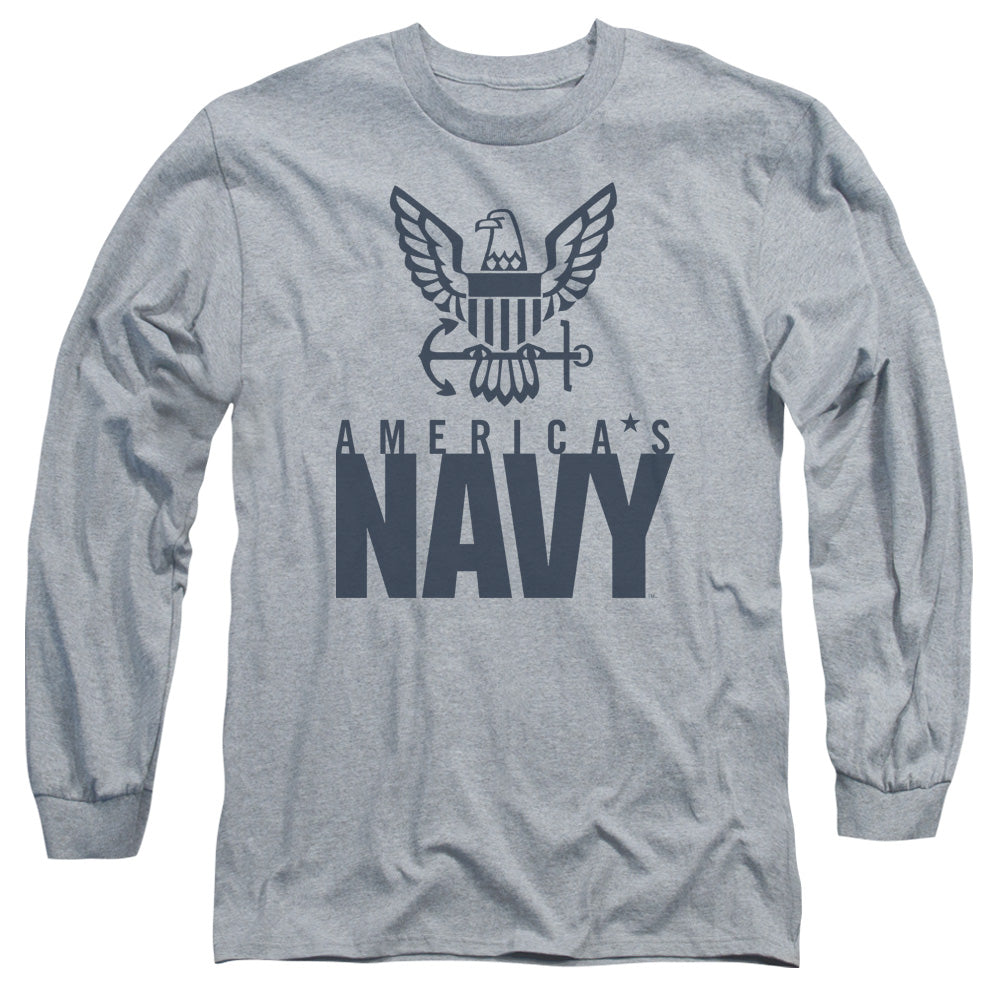 Navy - Eagle Logo - Long Sleeve Adult 18/1 - Athletic Heather T-shirt