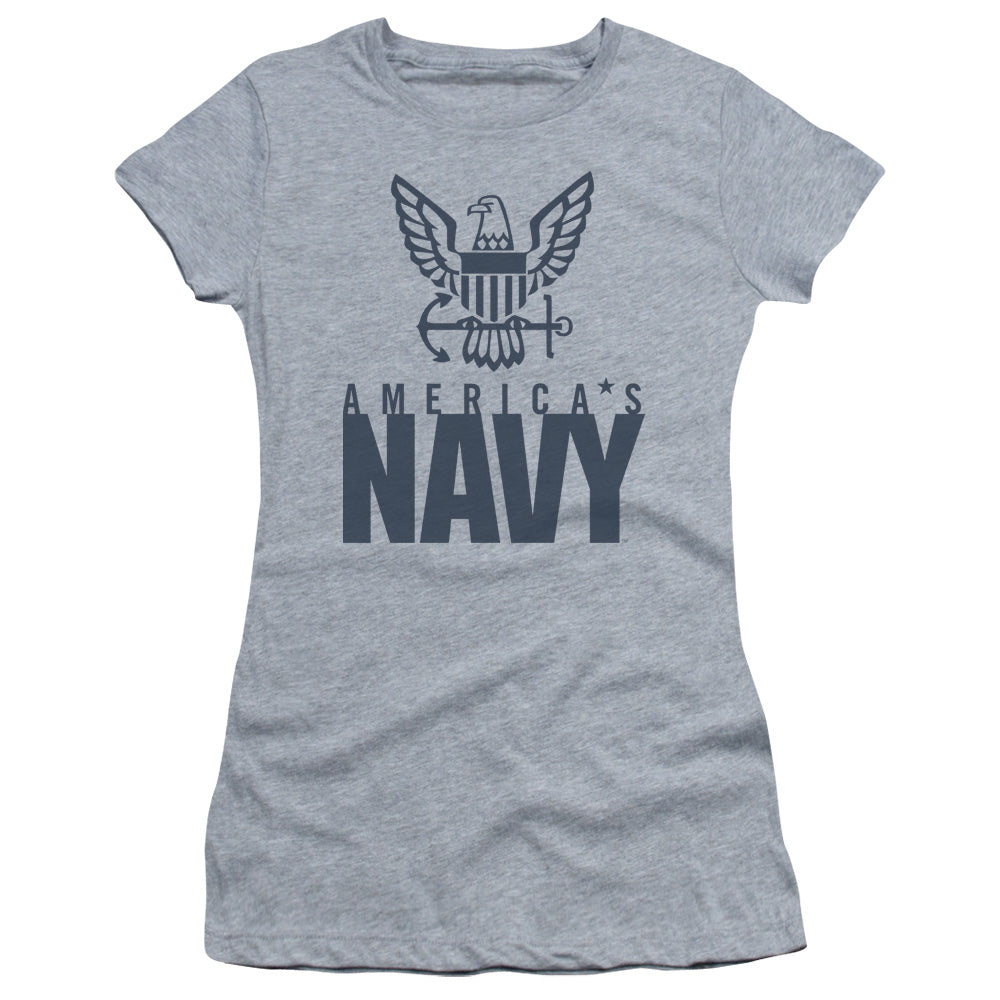 Navy - Eagle Logo - Short Sleeve Junior Sheer - Athletic Heather T-shirt