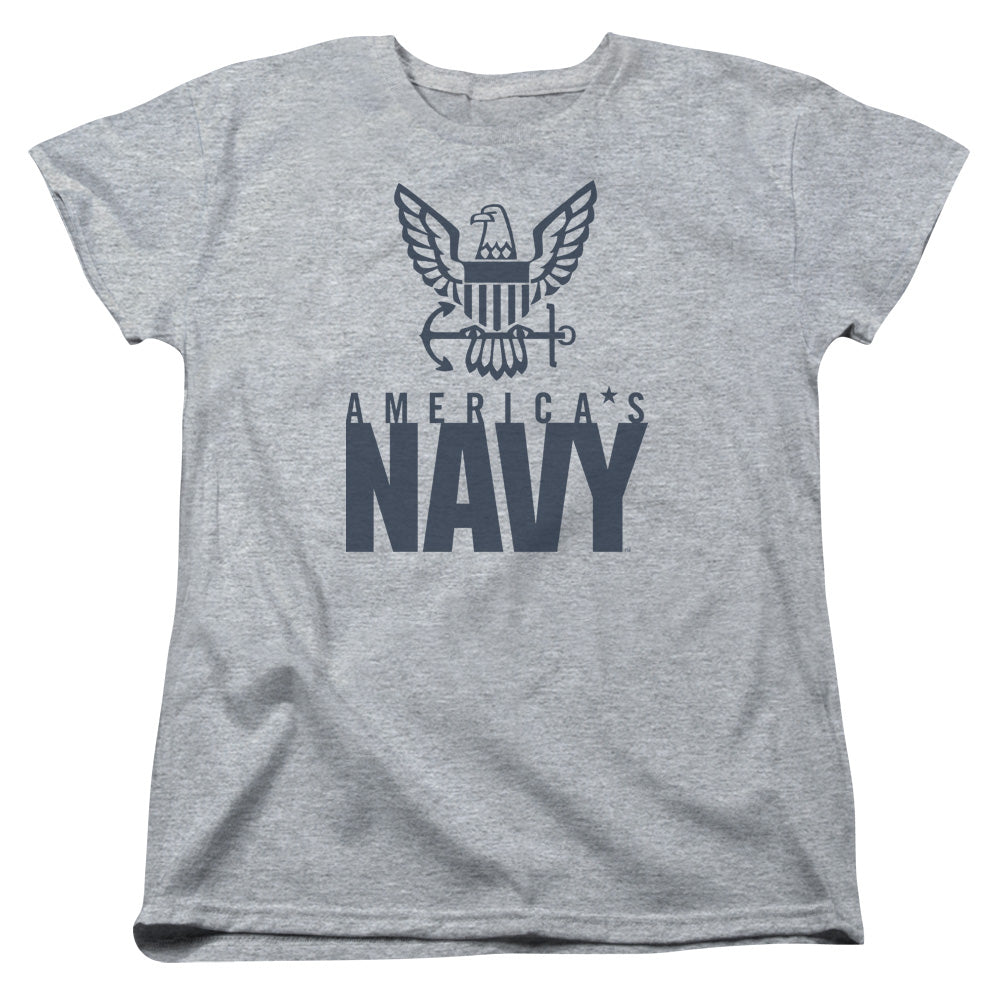Navy - Eagle Logo - Short Sleeve Womens Tee - Athletic Heather T-shirt