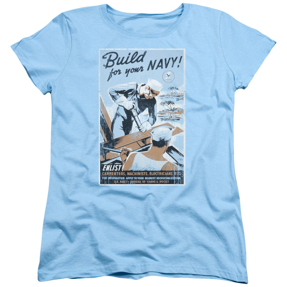 Navy - Build Your Navy - Short Sleeve Womens Tee - Light Blue T-shirt