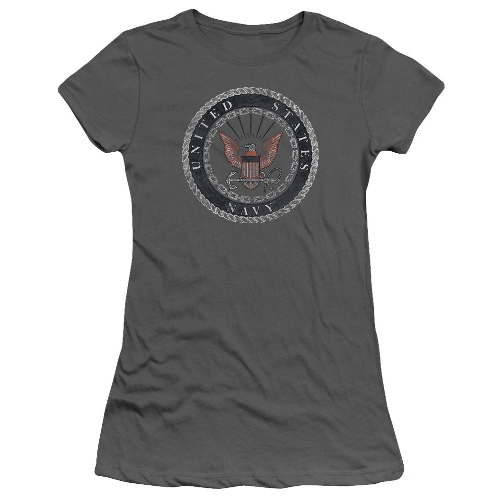 Navy - Rough Emblem - Short Sleeve Junior Sheer - Charcoal T-shirt