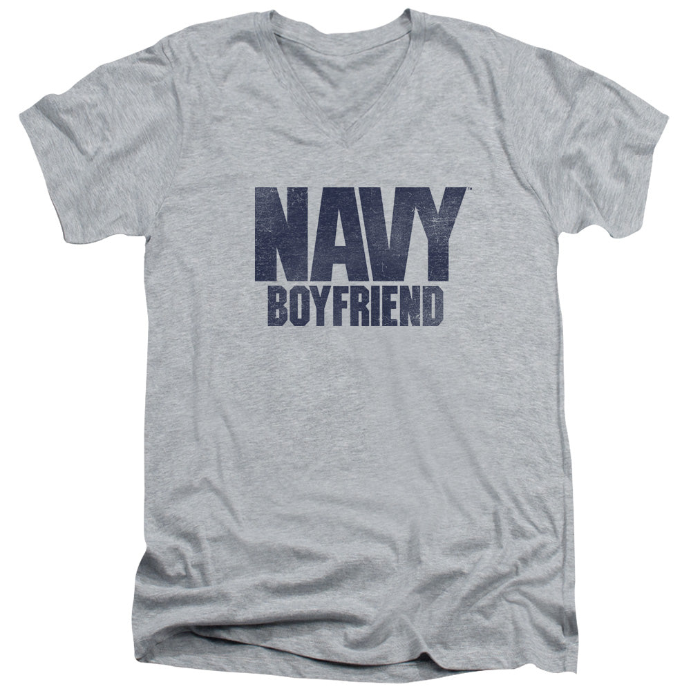 Navy - Boyfriend - Short Sleeve Adult V-neck 30/1 - Athletic Heather T-shirt