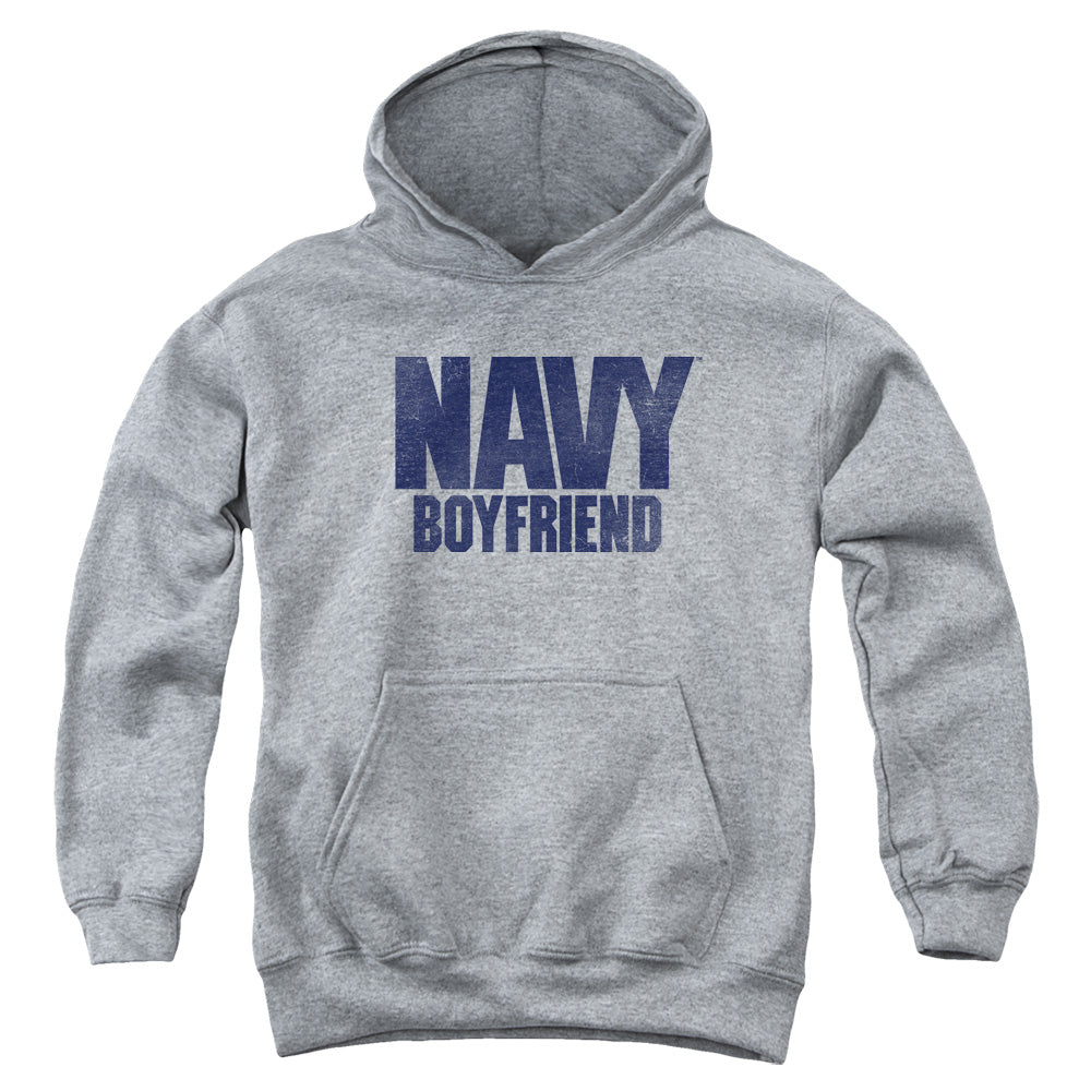 Navy Boyfriend-youth Pull-over Hoodie - Heather