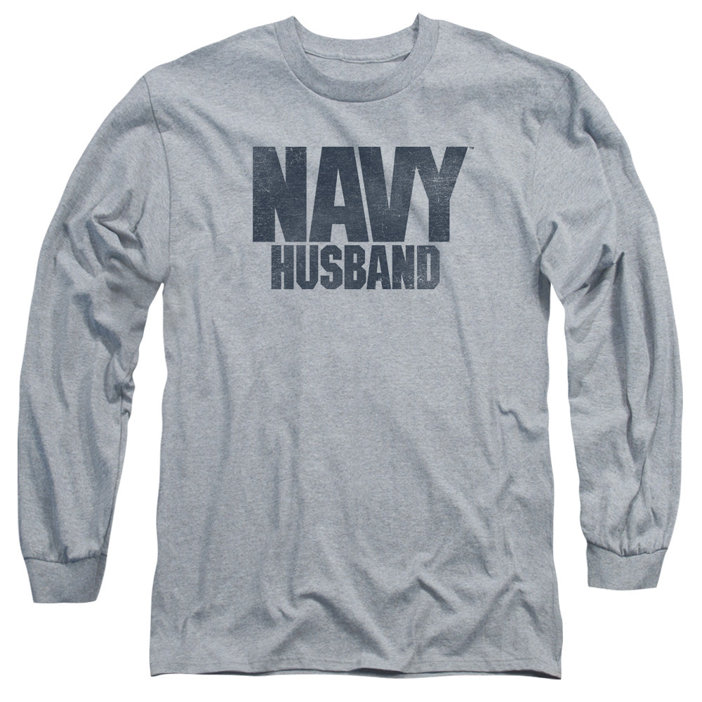 Navy - Husband - Long Sleeve Adult 18/1 - Athletic Heather T-shirt