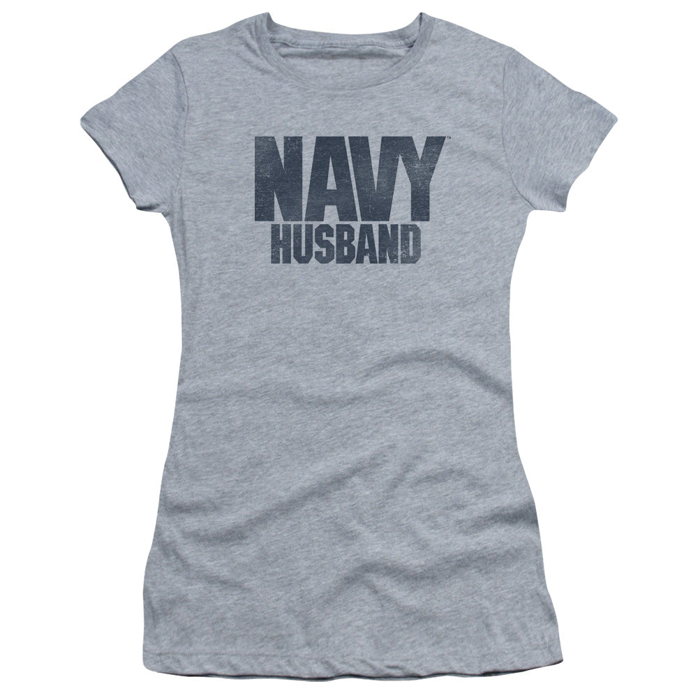 Navy - Husband - Short Sleeve Junior Sheer - Athletic Heather T-shirt