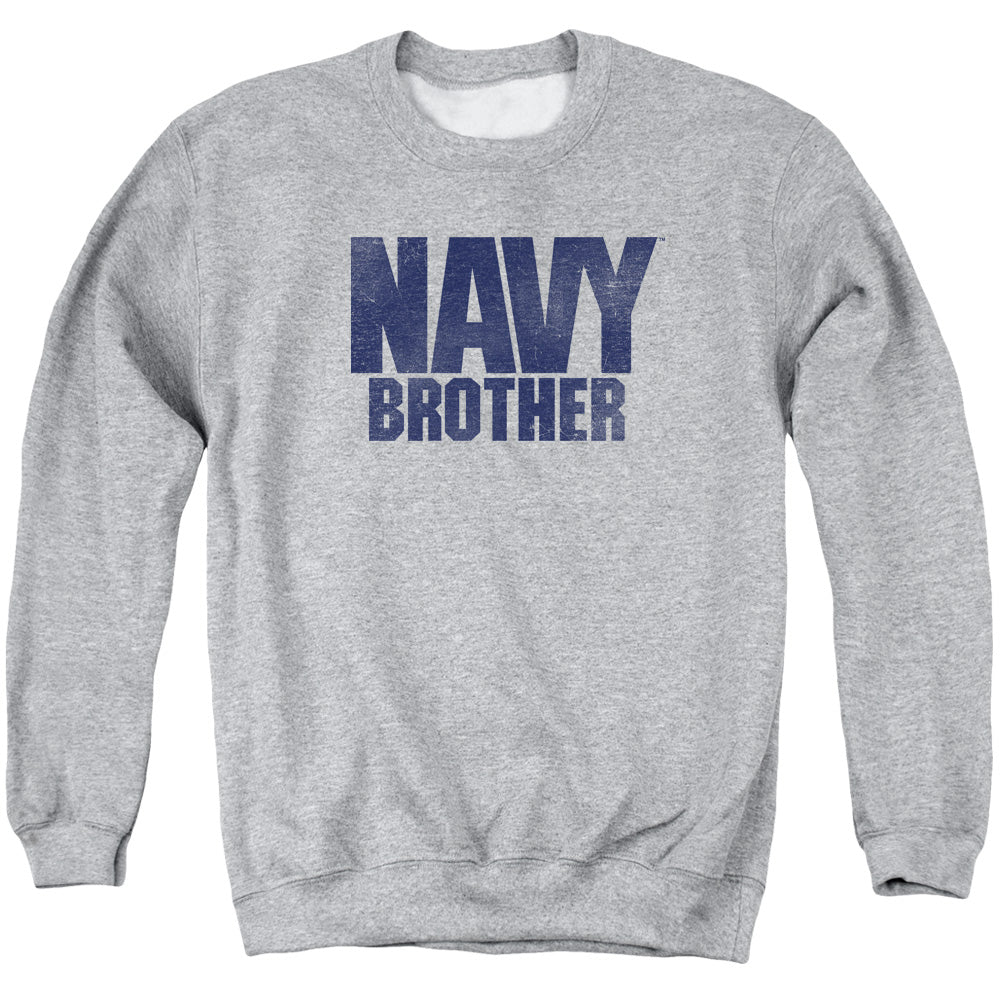 Navy - Brother - Adult Crewneck Sweatshirt - Athletic Heather
