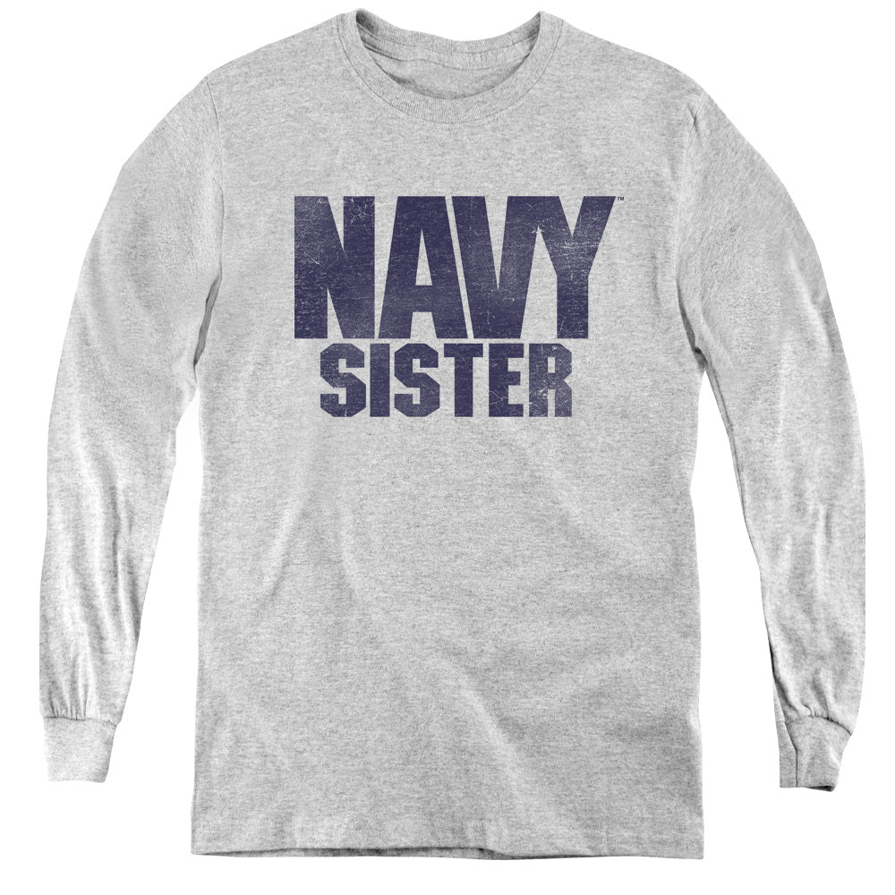 Navy - Sister - Youth Long Sleeve Tee - Athletic Heather
